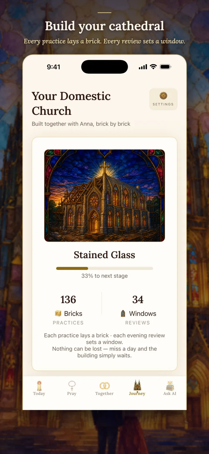 Build your cathedral. Every practice lays a brick. Every review sets a window.