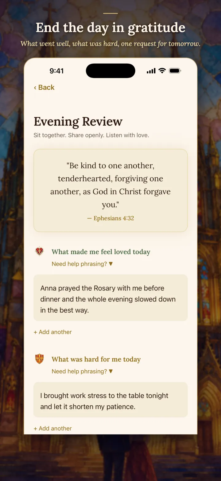 End the day in gratitude. What went well, what was hard, one request for tomorrow.